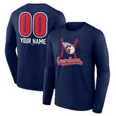 Cleveland Guardians Personalized Name & Number Fastball Long Sleeve T-Shirt - Navy T-shirts