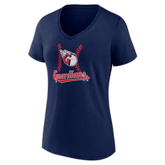 Cleveland Guardians Women's Personalized Name & Number Fastball V-Neck T-Shirt - Navy T-shirts