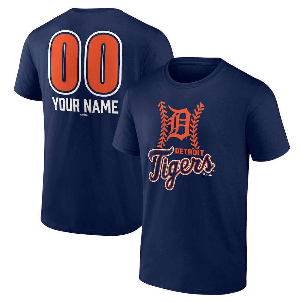 Detroit Tigers Personalized Name & Number Fastball T-Shirt - Navy T-shirts