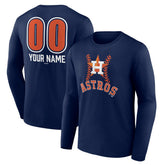 Houston Astros Personalized Name & Number Fastball Long Sleeve T-Shirt - Navy T-shirts