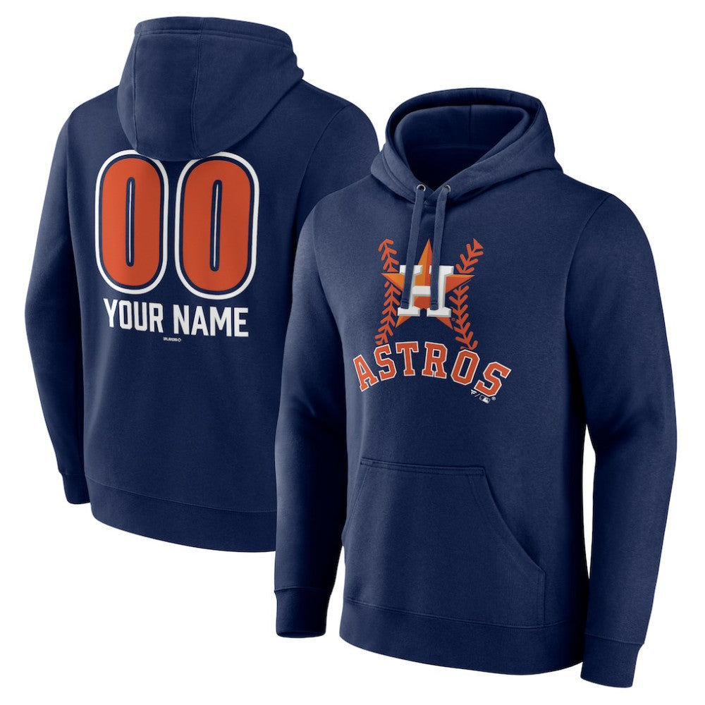 Houston Astros Personalized Name & Number Fastball Pullover Hoodie - Navy Hoodies