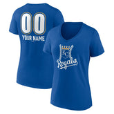 Kansas City Royals Women's Personalized Name & Number Fastball V-Neck T-Shirt - Royal T-shirts