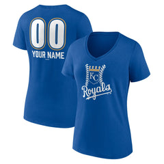 Kansas City Royals Women's Personalized Name & Number Fastball V-Neck T-Shirt - Royal T-shirts