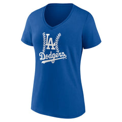 Los Angeles Dodgers Women's Personalized Name & Number Fastball V-Neck T-Shirt - Royal T-shirts