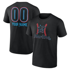 Miami Marlins Personalized Name & Number Fastball T-Shirt - Black T-shirts