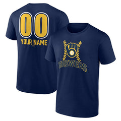 Milwaukee Brewers Personalized Name & Number Fastball T-Shirt - Navy T-shirts