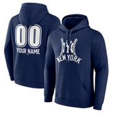 New York Yankees Personalized Name & Number Fastball Pullover Hoodie - Navy Hoodies