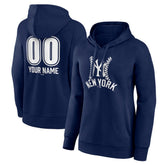 New York Yankees Women's Personalized Name & Number Fastball Pullover Hoodie - Navy Hoodies