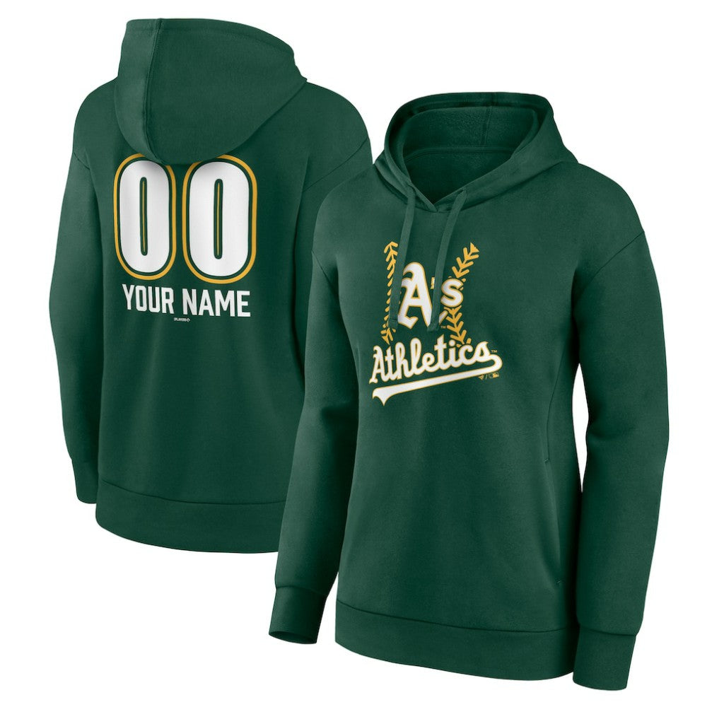 Athletics Women's Personalized Name & Number Fastball Pullover Hoodie - Green Hoodies