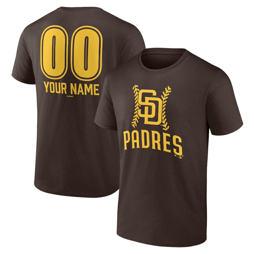 San Diego Padres Personalized Name & Number Fastball T-Shirt - Brown T-shirts