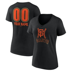 San Francisco Giants Women's Personalized Name & Number Fastball V-Neck T-Shirt - Black T-shirts