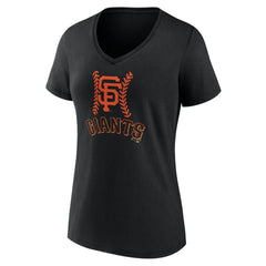 San Francisco Giants Women's Personalized Name & Number Fastball V-Neck T-Shirt - Black T-shirts