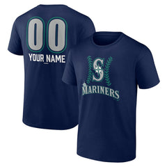 Seattle Mariners Personalized Name & Number Fastball T-Shirt - Navy T-shirts