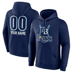 Tampa Bay Rays Personalized Name & Number Fastball Pullover Hoodie - Navy Hoodies