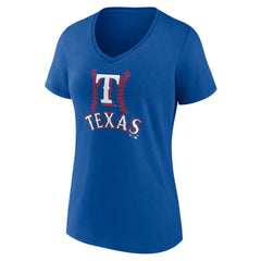Texas Rangers Women's Personalized Name & Number Fastball V-Neck T-Shirt - Royal T-shirts