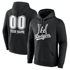 Los Angeles Dodgers Personalized Name & Number Fastball Pullover Hoodie - Black Hoodies