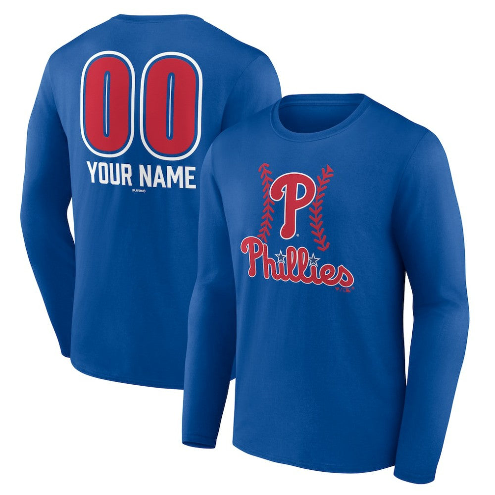 Philadelphia Phillies Personalized Name & Number Fastball Long Sleeve T-Shirt - Royal T-shirts