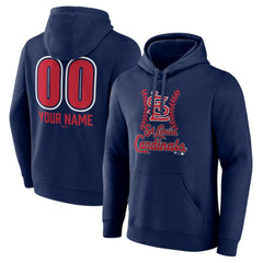 St. Louis Cardinals Personalized Name & Number Fastball Pullover Hoodie - Navy Hoodies