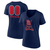 St. Louis Cardinals Women's Personalized Name & Number Fastball V-Neck T-Shirt - Navy T-shirts