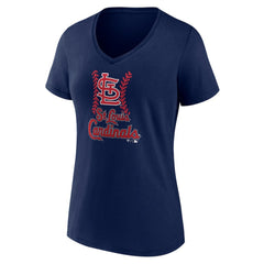 St. Louis Cardinals Women's Personalized Name & Number Fastball V-Neck T-Shirt - Navy T-shirts