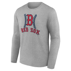 Boston Red Sox Personalized Name & Number Fastball Long Sleeve T-Shirt - Gray T-shirts