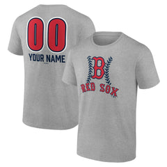 Boston Red Sox Personalized Name & Number Fastball T-Shirt - Heather Gray T-shirts