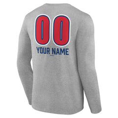 Chicago Cubs Personalized Name & Number Fastball Long Sleeve T-Shirt - Gray T-shirts