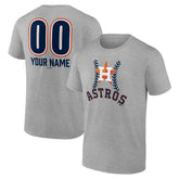 Houston Astros Personalized Name & Number Fastball T-Shirt - Heather Gray T-shirts