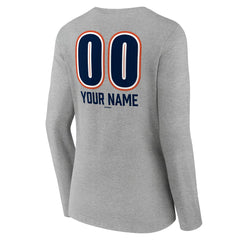 Houston Astros Women's Personalized Name & Number Fastball Long Sleeve V-Neck T-Shirt - Gray T-shirts