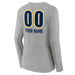 Milwaukee Brewers Women's Personalized Name & Number Fastball Long Sleeve V-Neck T-Shirt - Gray T-shirts