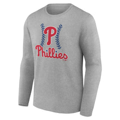 Philadelphia Phillies Personalized Name & Number Fastball Long Sleeve T-Shirt - Gray T-shirts