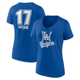 Shohei Ohtani Los Angeles Dodgers Women's Fastball Player Name & Number V-Neck T-Shirt - Royal T-shirts