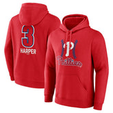 Bryce Harper Philadelphia Phillies Fastball Player Name & Number Pullover Hoodie - Red Hoodies
