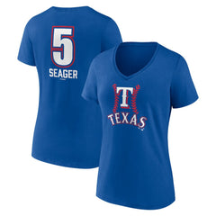 Corey Seager Texas Rangers Women's Fastball Player Name & Number V-Neck T-Shirt - Royal T-shirts