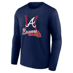 Austin Riley Atlanta Braves Fastball Player Name & Number Long Sleeve T-Shirt - Navy T-shirts