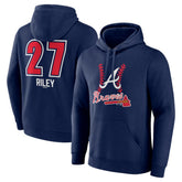 Austin Riley Atlanta Braves Fastball Player Name & Number Pullover Hoodie - Navy Hoodies