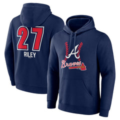 Austin Riley Atlanta Braves Fastball Player Name & Number Pullover Hoodie - Navy Hoodies