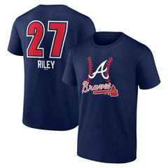 Austin Riley Atlanta Braves Fastball Player Name & Number T-Shirt - Navy T-shirts