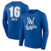 Will Smith Los Angeles Dodgers Fastball Player Name & Number Long Sleeve T-Shirt - Royal T-shirts