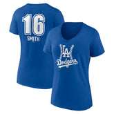 Will Smith Los Angeles Dodgers Women's Fastball Player Name & Number V-Neck T-Shirt - Royal T-shirts