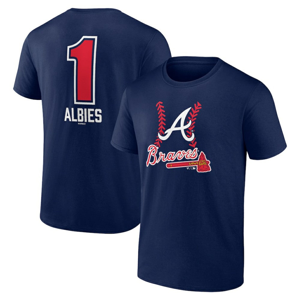 Ozzie Albies Atlanta Braves Fastball Player Name & Number T-Shirt - Navy T-shirts