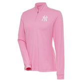 New York Yankees Antigua Women's Mentor Quarter-Zip Pullover Top - Pink Pullover