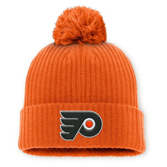 NHL Philadelphia Flyers Fanatics Primary Logo Cuffed Knit Hat with Pom - Orange