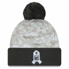 Las Vegas Raiders New Era 2024 Salute To Service Digital Camo Cuffed Knit Hat with Pom White/Graphite