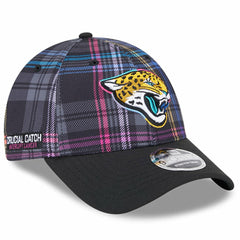 Jacksonville Jaguars New Era 2024 NFL Crucial Catch Plaid 9FORTY Adjustable Hat Black
