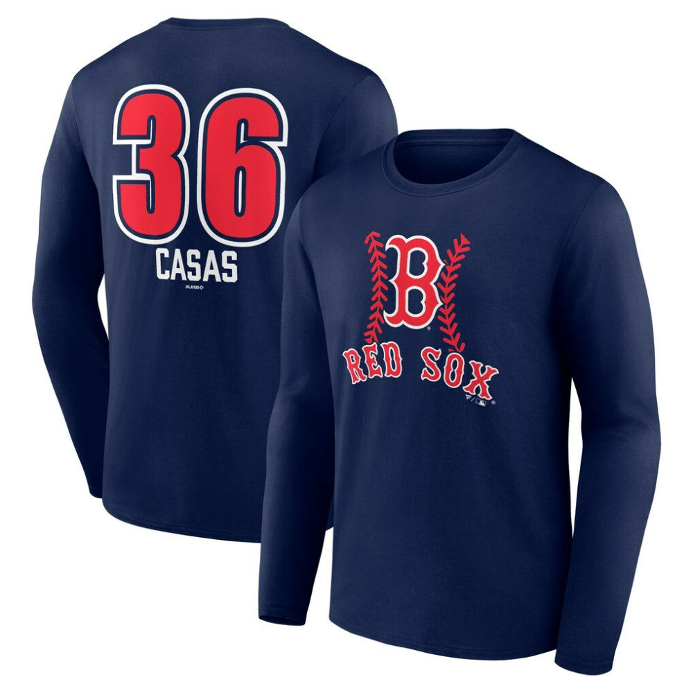 Triston Casas Boston Red Sox Fastball Player Name & Number Long Sleeve T-Shirt - Navy T-shirts