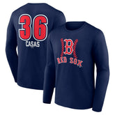 Triston Casas Boston Red Sox Fastball Player Name & Number Long Sleeve T-Shirt - Navy T-shirts