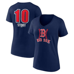 Trevor Story Boston Red Sox Women's Fastball Player Name & Number V-Neck T-Shirt - Navy T-shirts