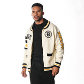 NHL Boston Bruins The Wild Collective Unisex Jacquard Full-Zip Sweater - Cream