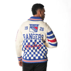NHL New York Rangers The Wild Collective Unisex Jacquard Full-Zip Sweater - Cream